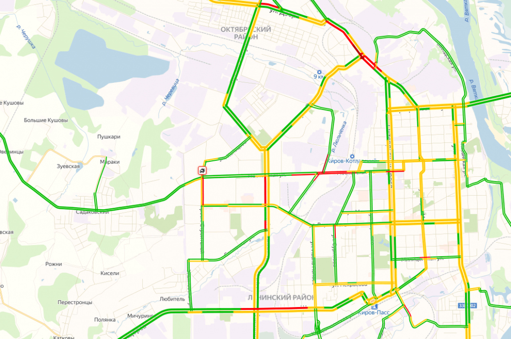 Пробки киров карта онлайн сейчас
