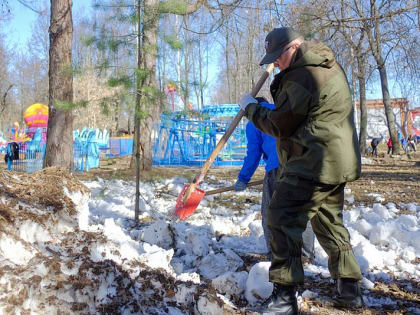 Губернатор Александр Соколов вместе с семьёй принял участие в массовом субботнике