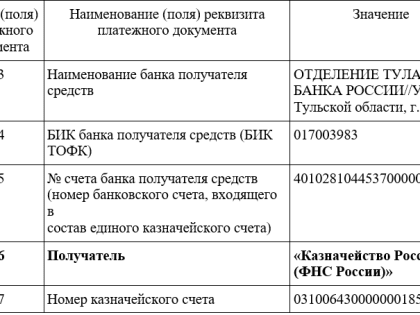 Изменились реквизиты платежного поручения