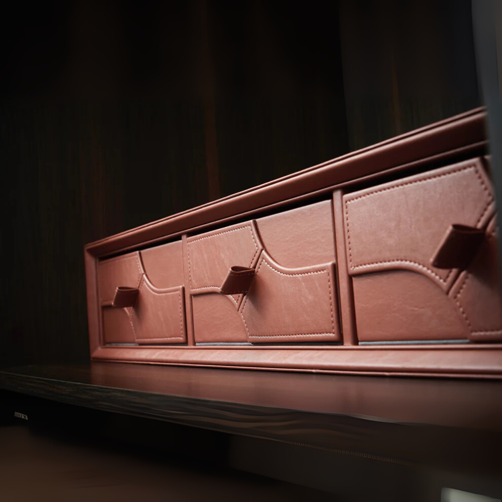 Leather Triple Drawer Combination detail 2