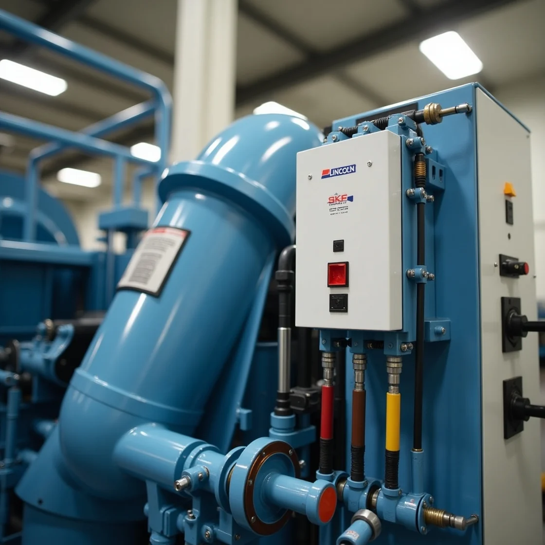 Sistema centralizado de lubricación Lincoln con control electrónico instalado en maquinaria pesada