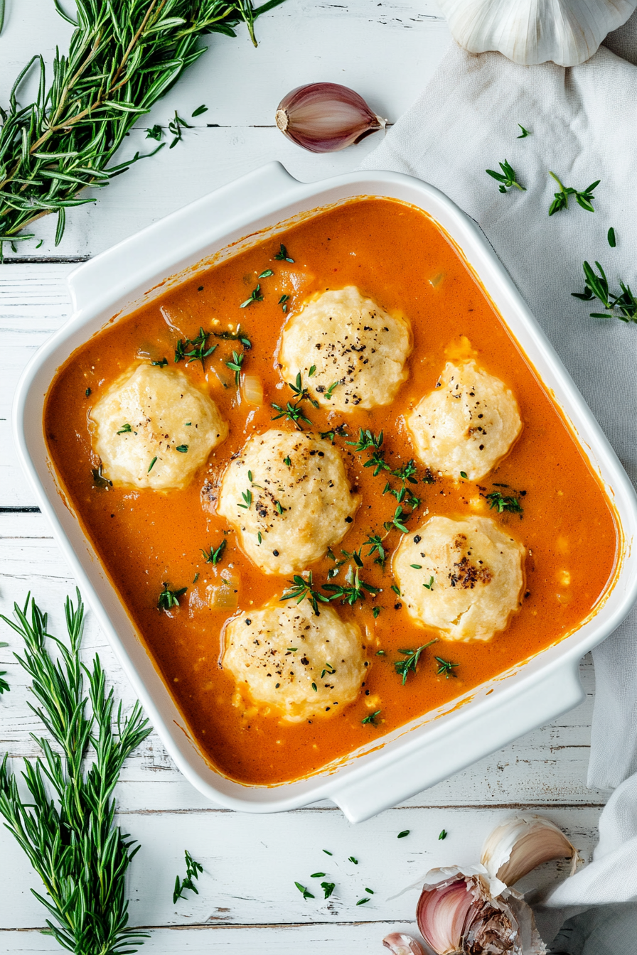 tomato soup with cheddar bay dumplings