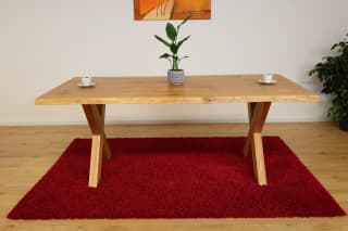 Solid oak dining table 200x100 cm with X-shaped wooden frame – Premium solid wood table