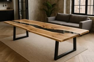Epoxidharz Tisch aus Nussbaum 