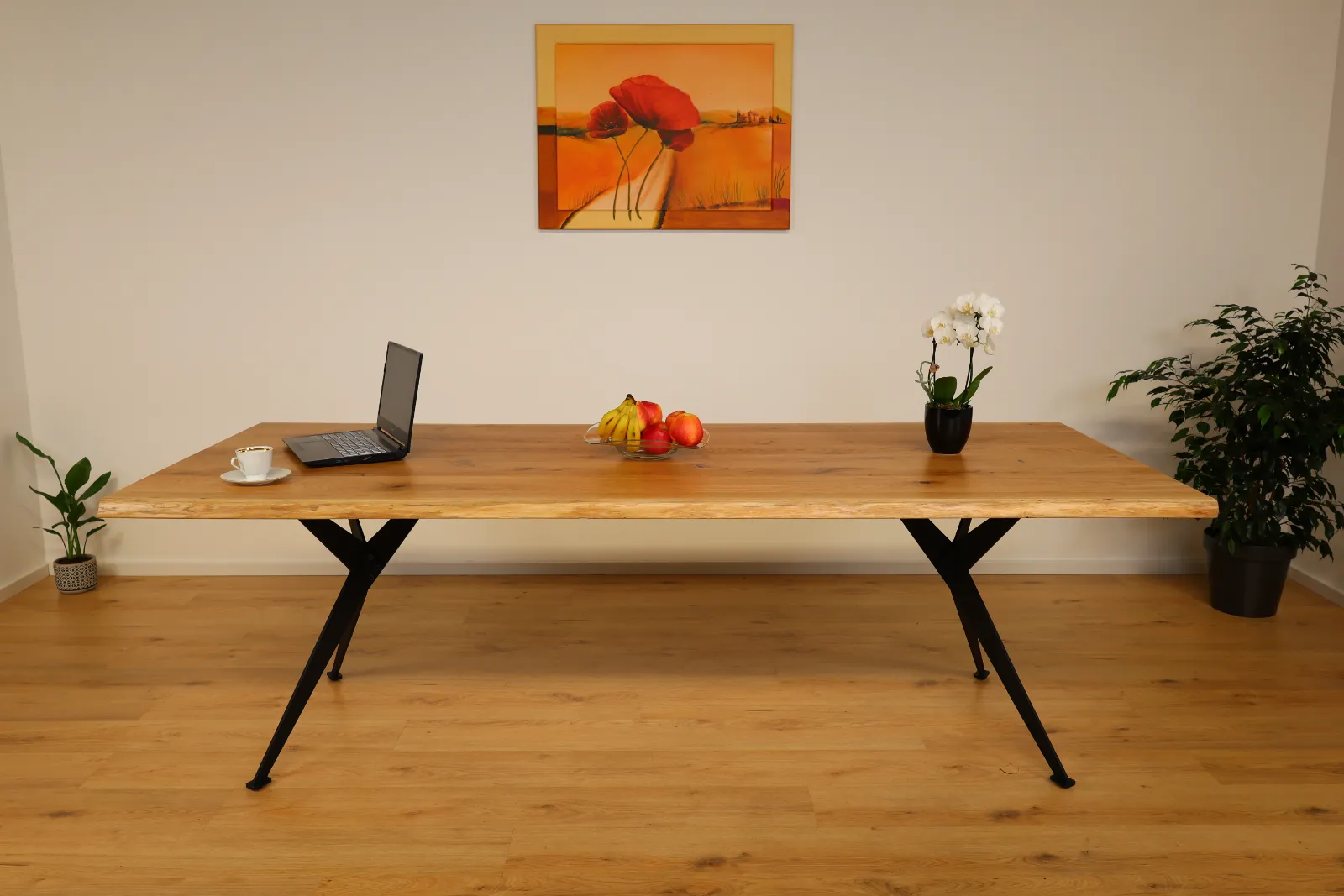 The Apex Beveled Rectangular European Oak Table with Spider Legs – product view 13