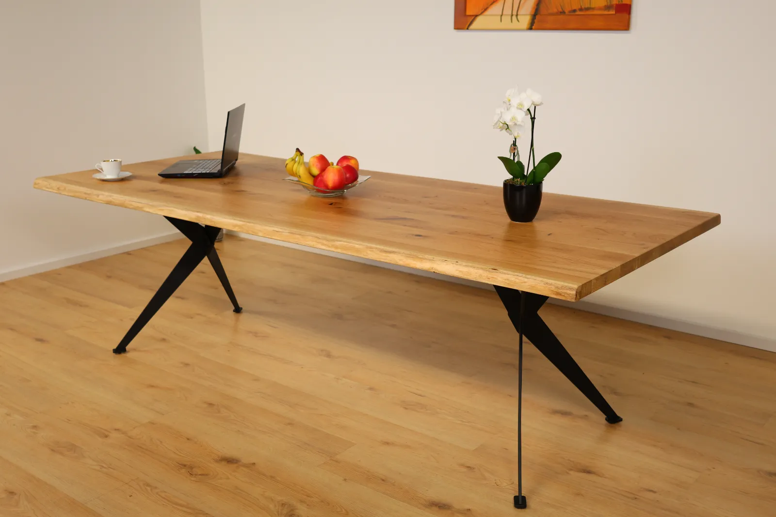 The Apex Beveled Rectangular European Oak Table with Spider Legs – product view 14