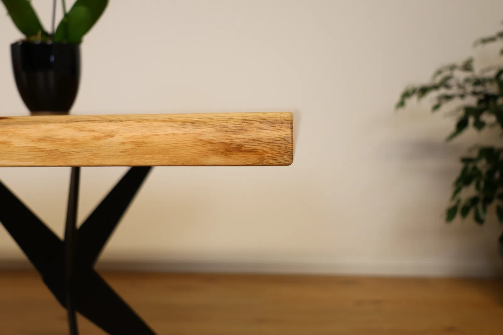 The Apex Beveled Rectangular European Oak Table with Spider Legs – product view 18