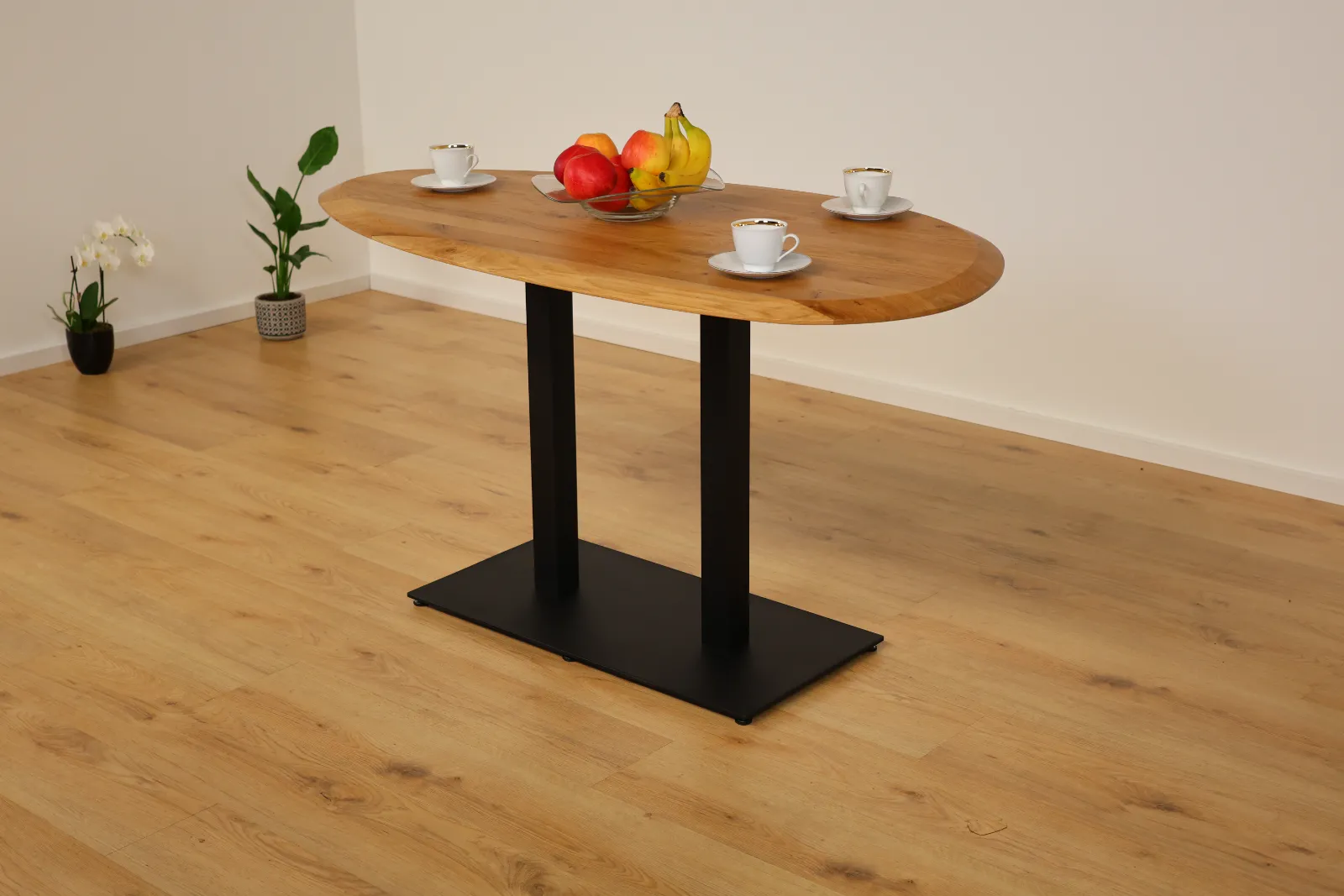The Classic European Oak Bistro Table with Pedestal Base – product view 3