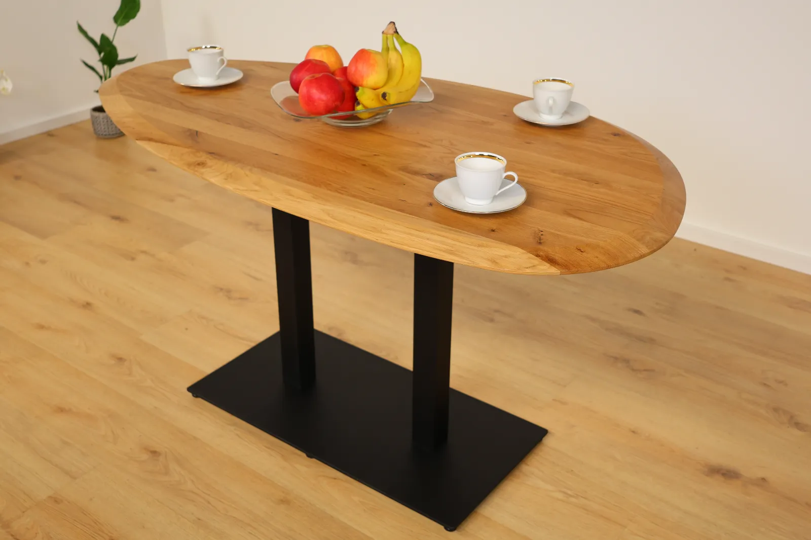 The Classic European Oak Bistro Table with Pedestal Base – product view 4