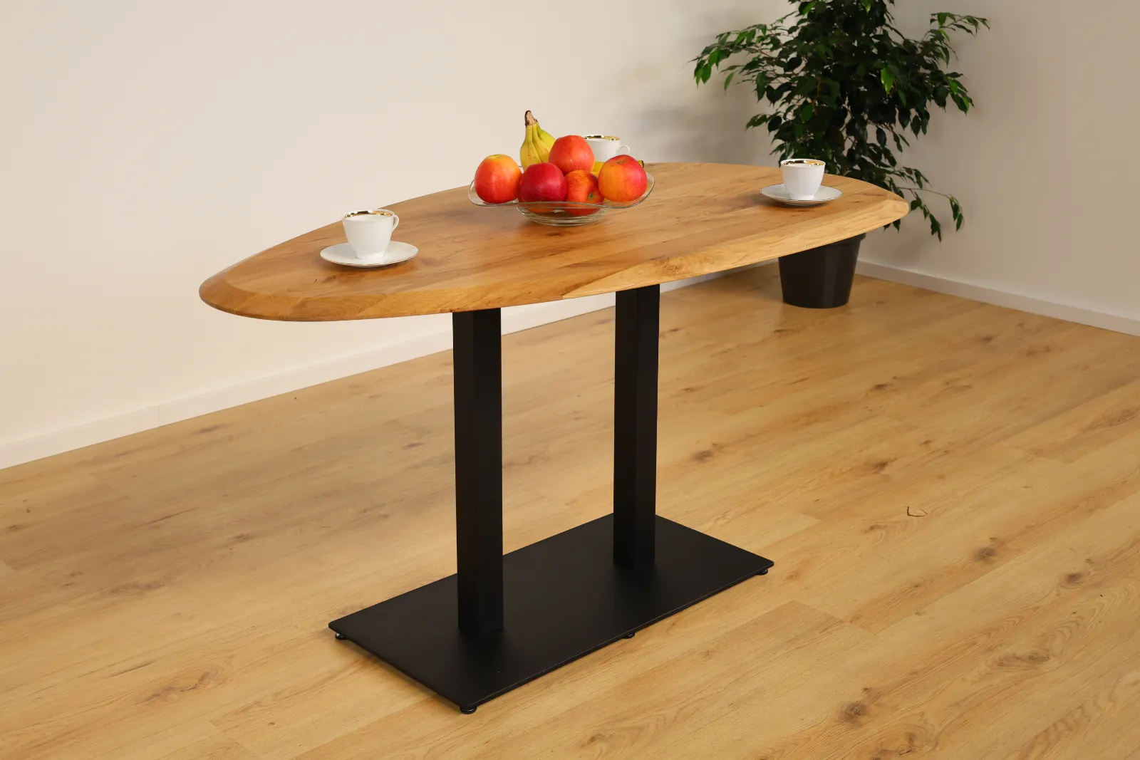 The Classic European Oak Bistro Table with Pedestal Base – product view 6