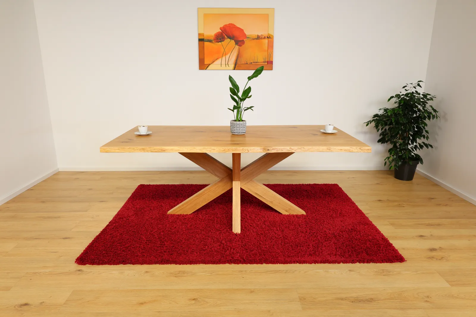 Massiver Eiche Esstisch 200x100 cm mit Baumkante – Premium Holztisch aus Eichenholz