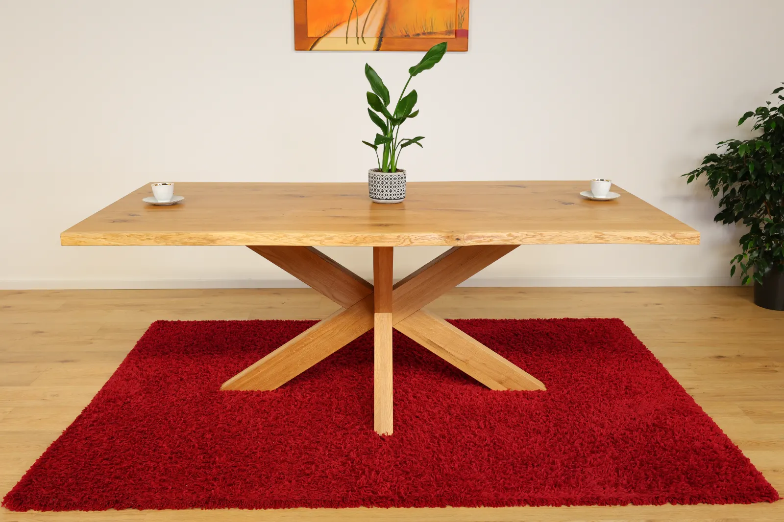 Massiver Eiche Esstisch 200x100 cm mit Baumkante – Premium Holztisch aus Eichenholz – Produktansicht 2