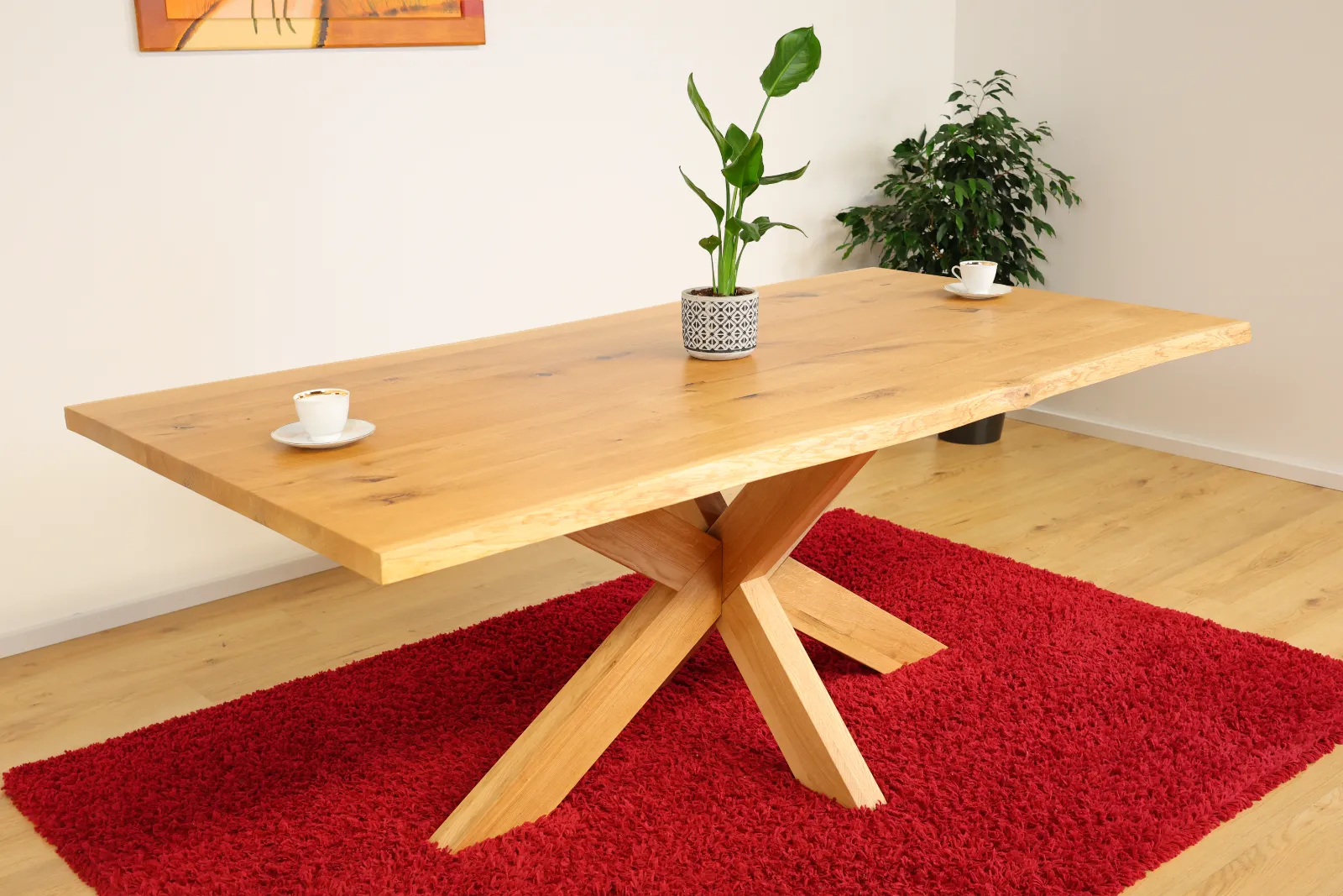 Massiver Eiche Esstisch 200x100 cm mit Baumkante – Premium Holztisch aus Eichenholz – Produktansicht 4