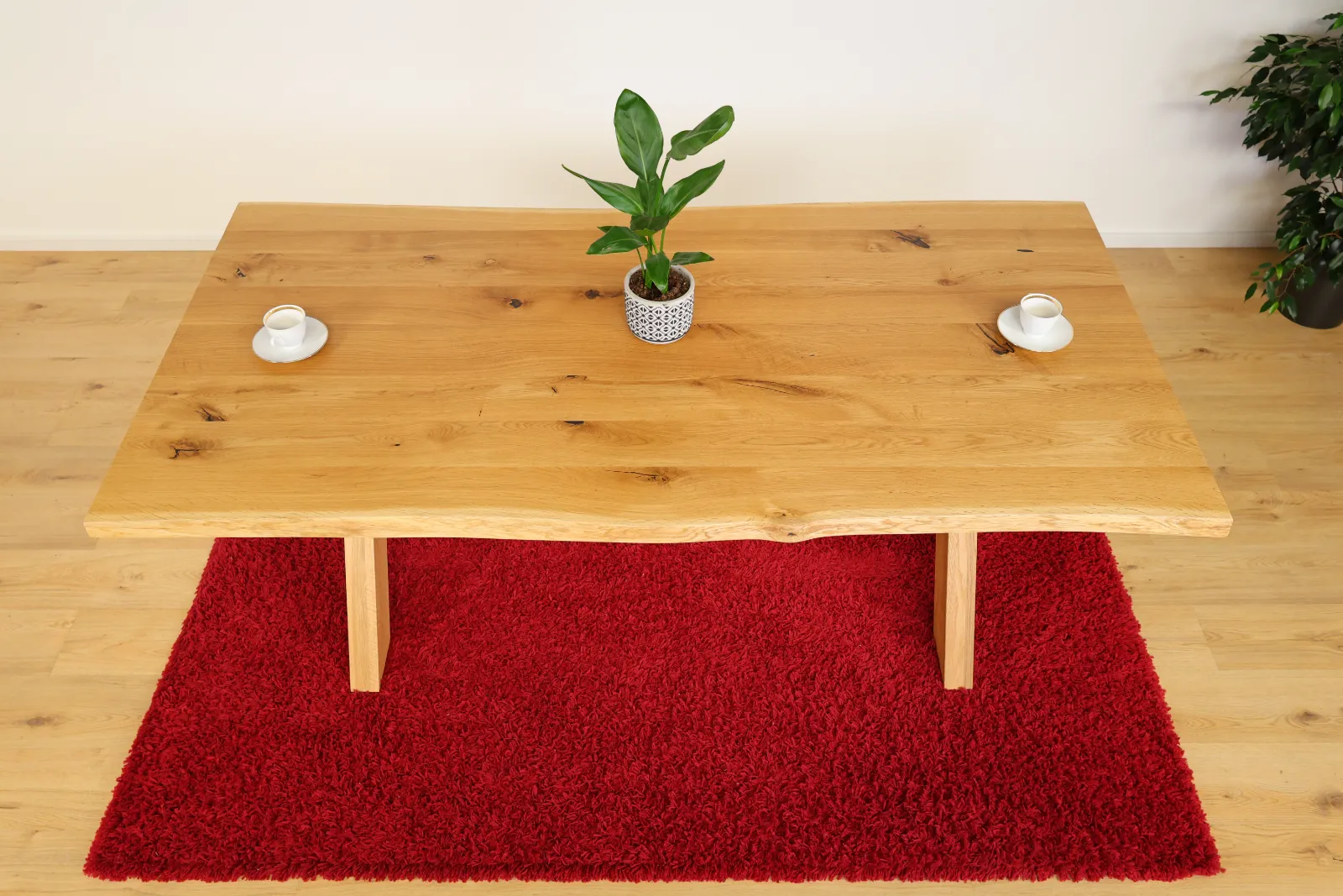 Massief eikenhouten eettafel 200x100 cm met X-vormig houten frame – Premium massief houten tafel – productweergave 2
