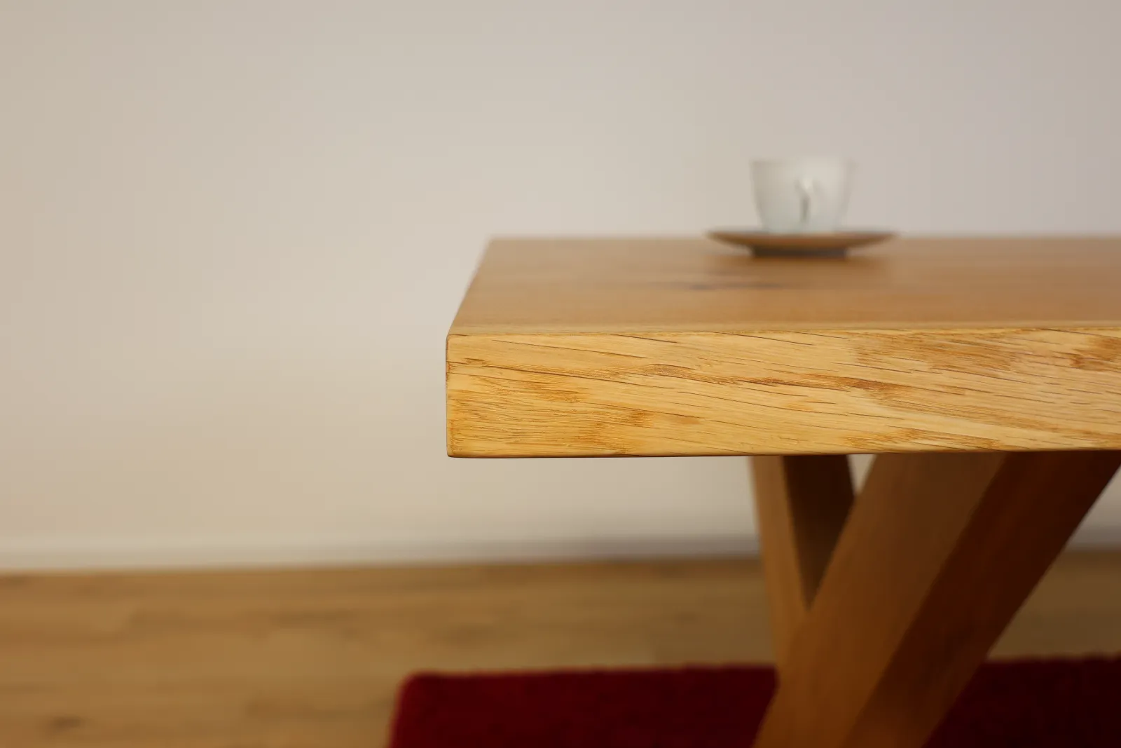 Massief eikenhouten eettafel 200x100 cm met X-vormig houten frame – Premium massief houten tafel – productweergave 8