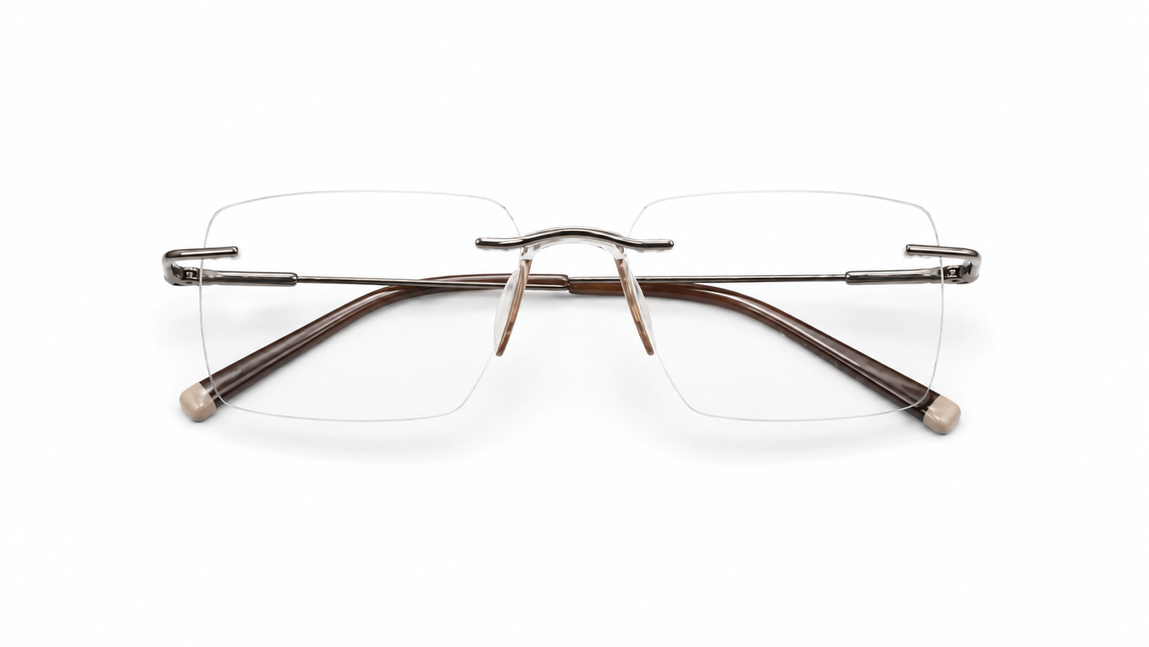 نظارة فاليو (Valio) الطبية بدون إطار (Rimless) بإطار مستطيل بلون برونز، مناسبة للجنسين وتلائم الوجوه الدائرية والبيضاوية والقلبية والمربعة.