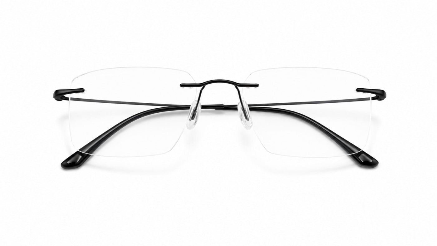Luna rimless medical glasses made of Italian titanium with a rectangular design in silver, suitable for men and women and fit oval, round, heart and square faces.