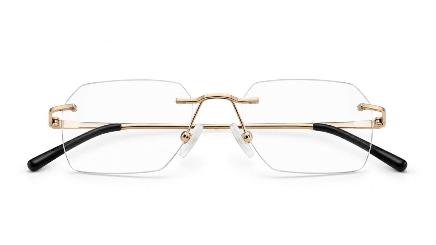 YUVA VOLT Gold Rimless Rectangular Optical Frame for Men and Women