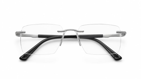 نظارة ريفال (Rival) الطبية بدون إطار (Rimless) بتصميم مستطيل باللون الفضي، مناسبة للجنسين وتلائم الوجوه الدائرية والبيضاوية والقلبية والمربعة.