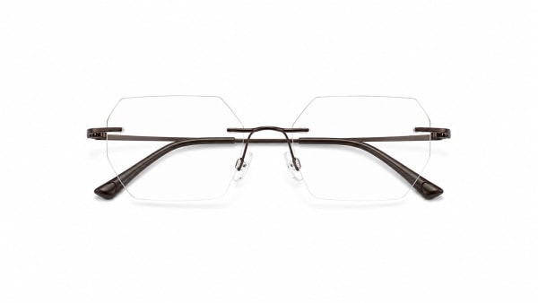 نظارة فيو (Vio) الطبية بدون إطار (Rimless) بتصميم هندسي باللون البرونز، مناسبة للرجال والنساء وتلائم الوجوه الدائرية والبيضاوية والقلبية والمربعة.