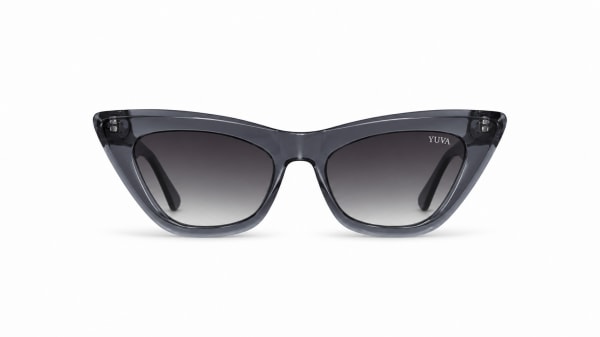 فيلا نظارة شمسية اي كات سموك جراي من Yuva VELA women's sunglasses with a cat-eye design in glossy Smoke Gray, made in Italy, UV400 protection.