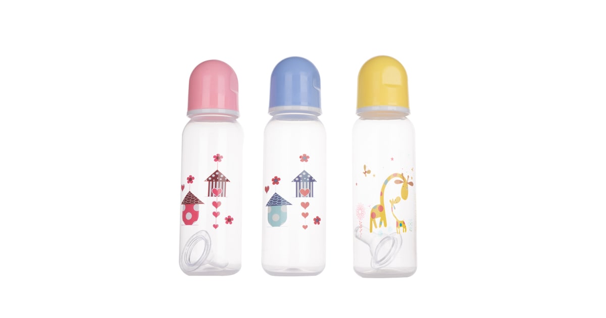 OXM-001 280ml PP Feeding Bottle, House and Giraffe Print, OPP Bag — OEM / Wholesale