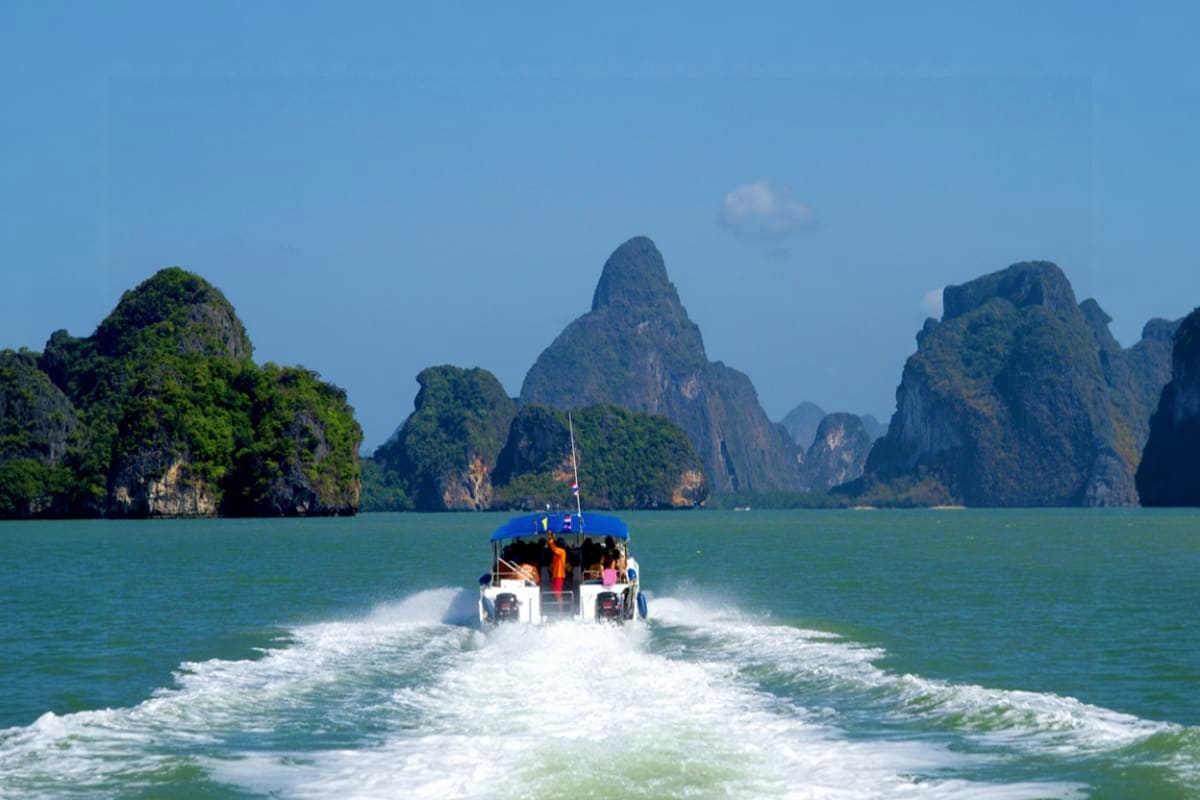 James bond island on speedboat