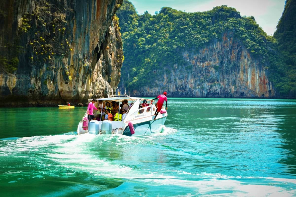 James bond island on speedboat