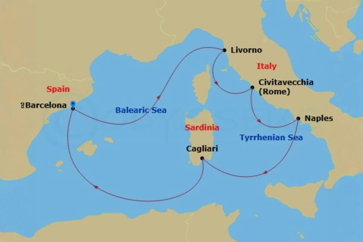 Disney Dream Barcelona Roundtrip Cruise BCN_LIV_CVV_NAP_CAG_BCN