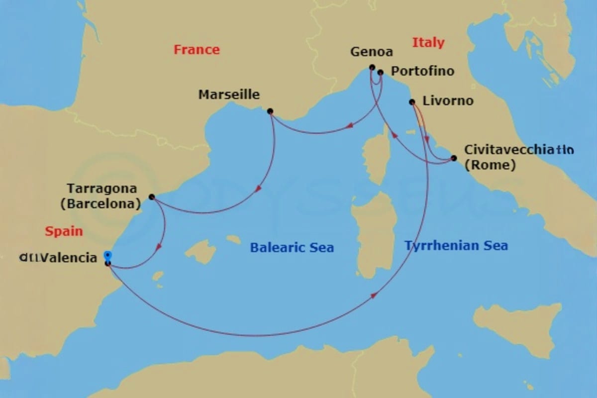 MSC Orchestra Western Mediterranean Cruise Itinerary