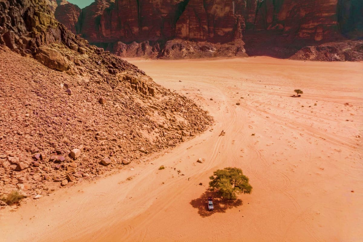 Jordan Signature Luxury Escape Wadi Rum Desert Aerial