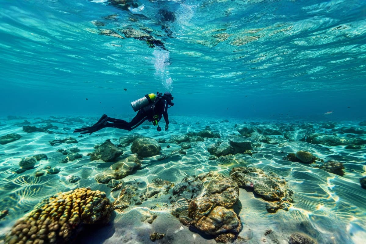 diving or snorkelling in a Red sea