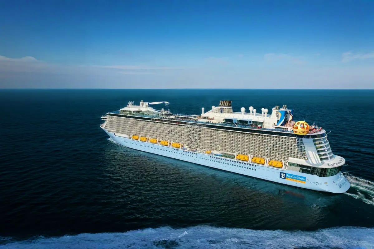 Best of Japan and South Korea Cruise Large modern cruise ship sailing in blue ocean waters under clear sky