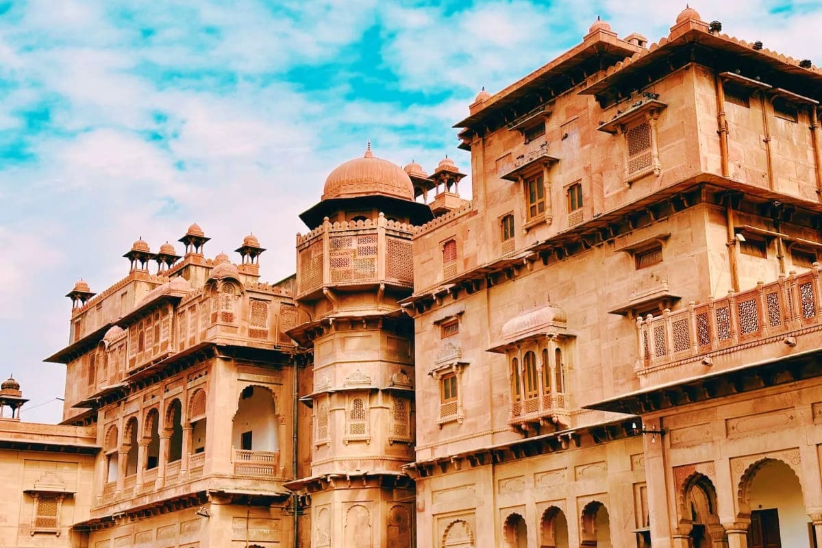 Jaisalmer Fort's golden sandstone palace with ornate domes, intricate carvings, and traditional Rajasthani architecture again