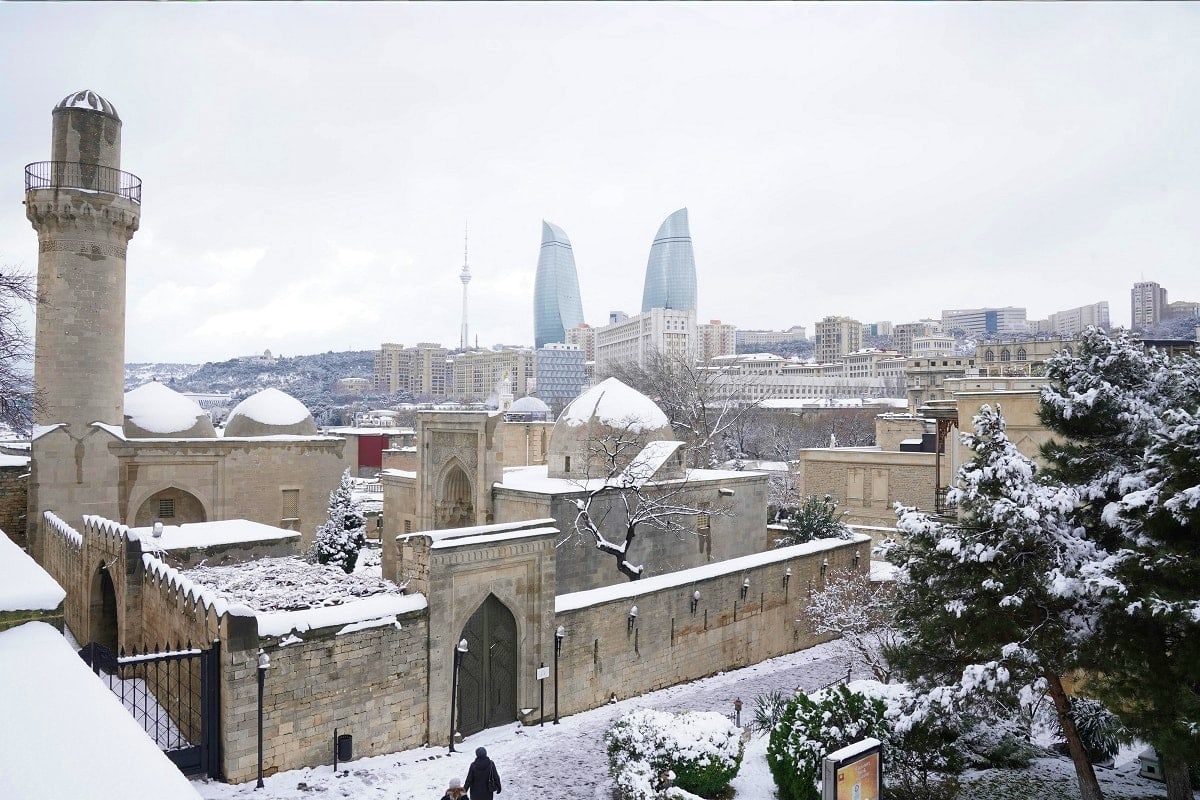 Azerbaijan New Year Special Baku city with flame towers