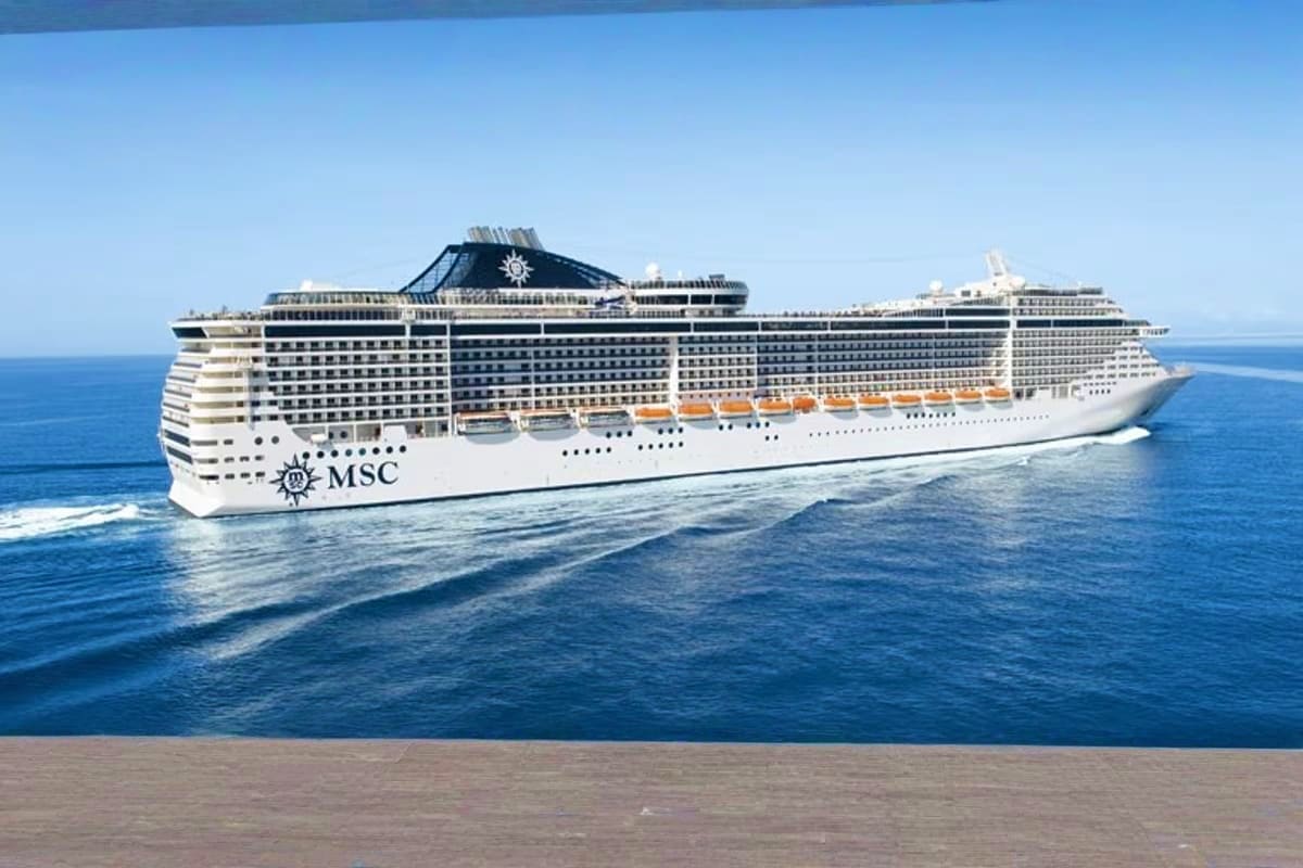 MSC Fantasia Canary Islands Escape MSC Fantasia cruise ship sailing in blue ocean waters under clear sky