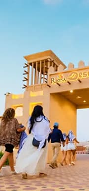 Guests entering a desert camp