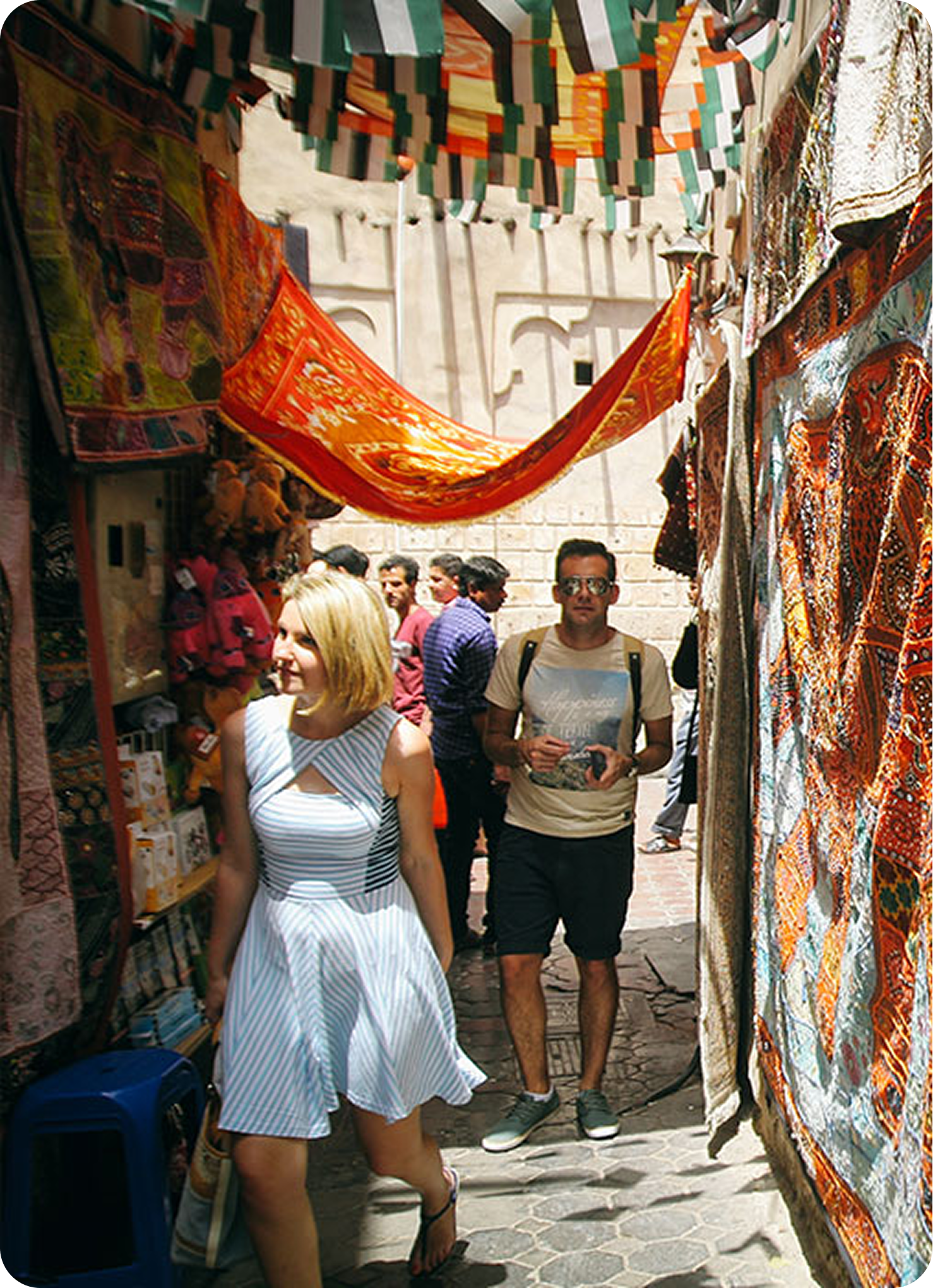 Guests entering a desert camp