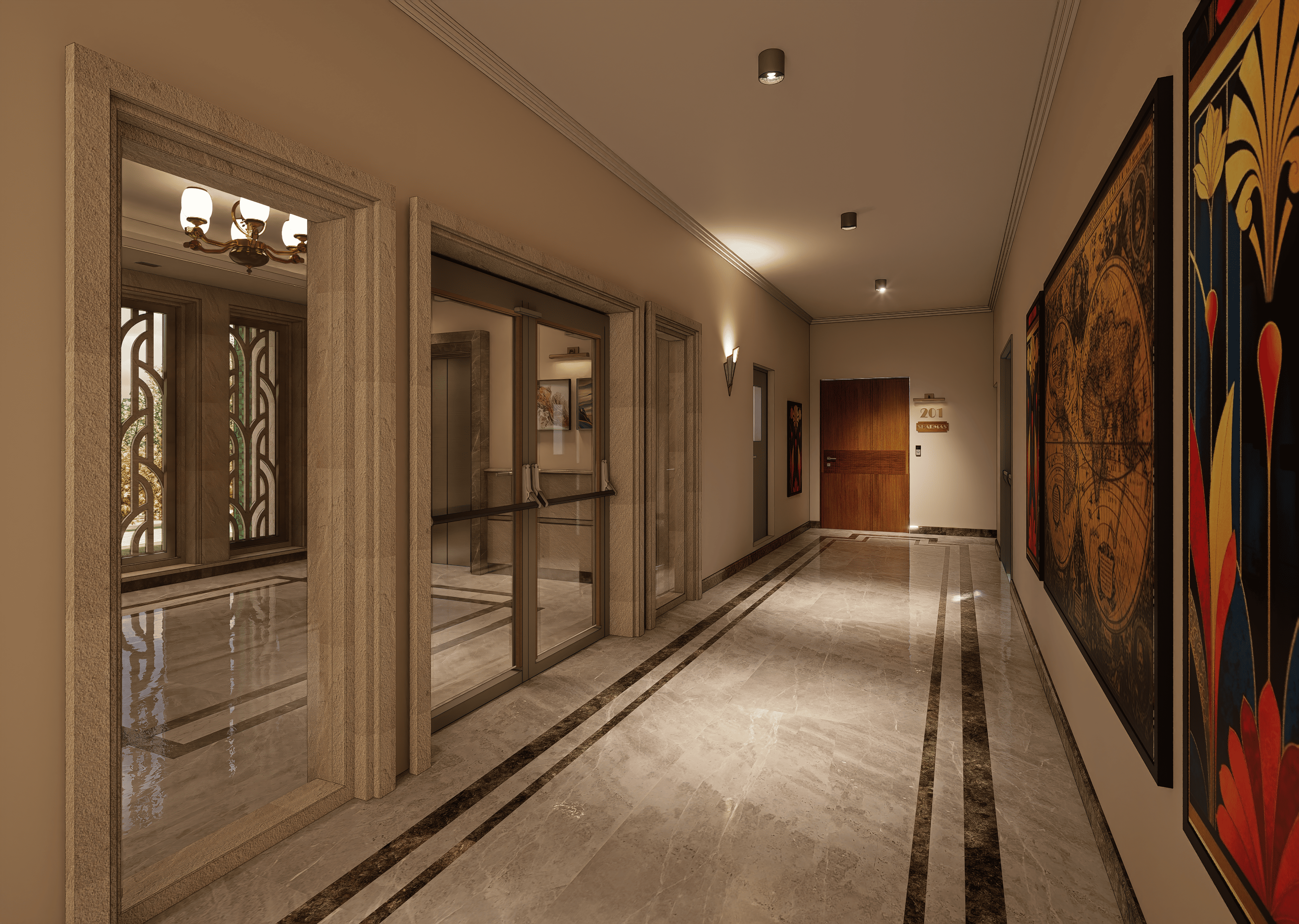 Typical floor entrance corridor