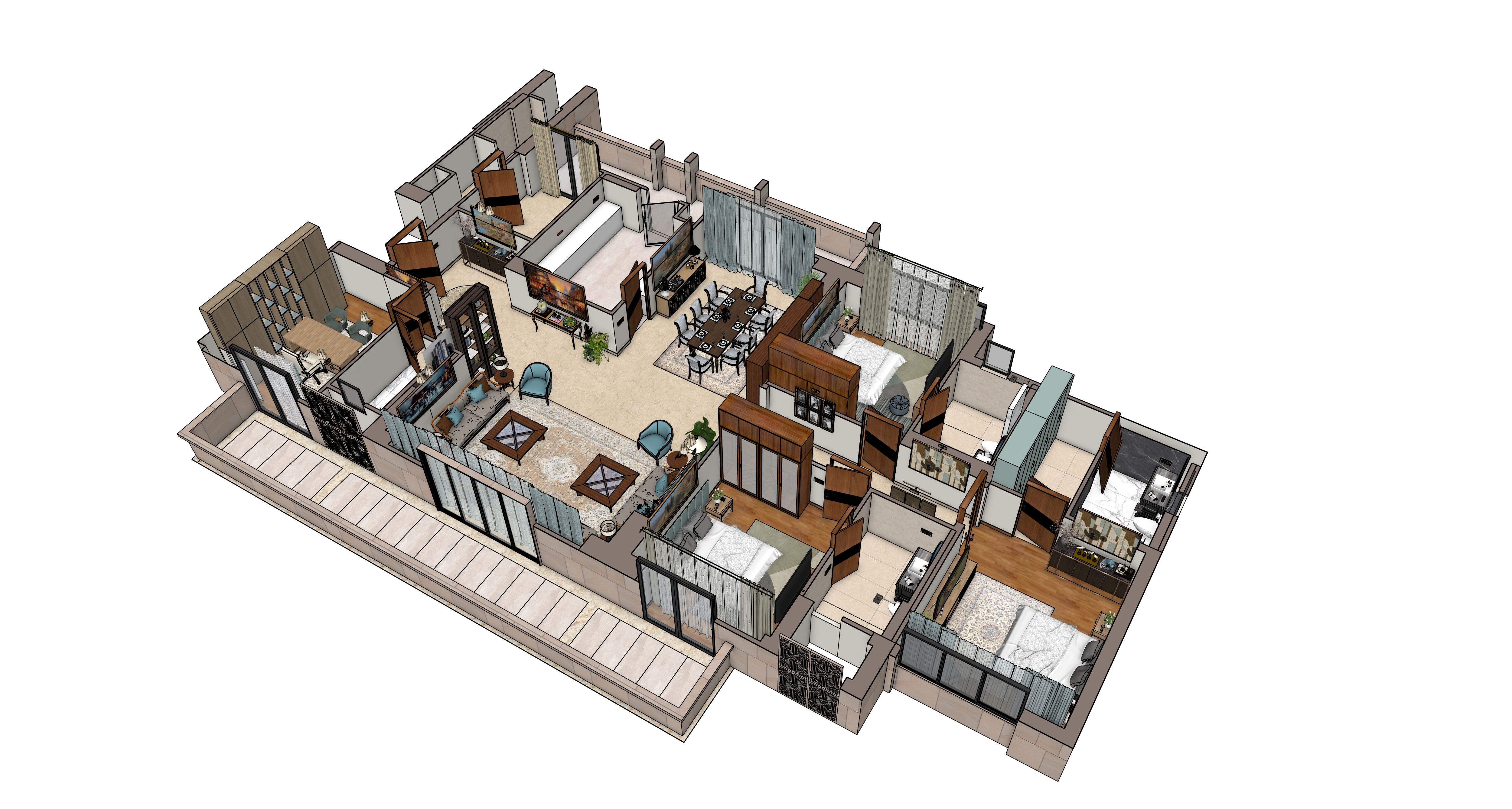 Type 06 apartment 3D without walls