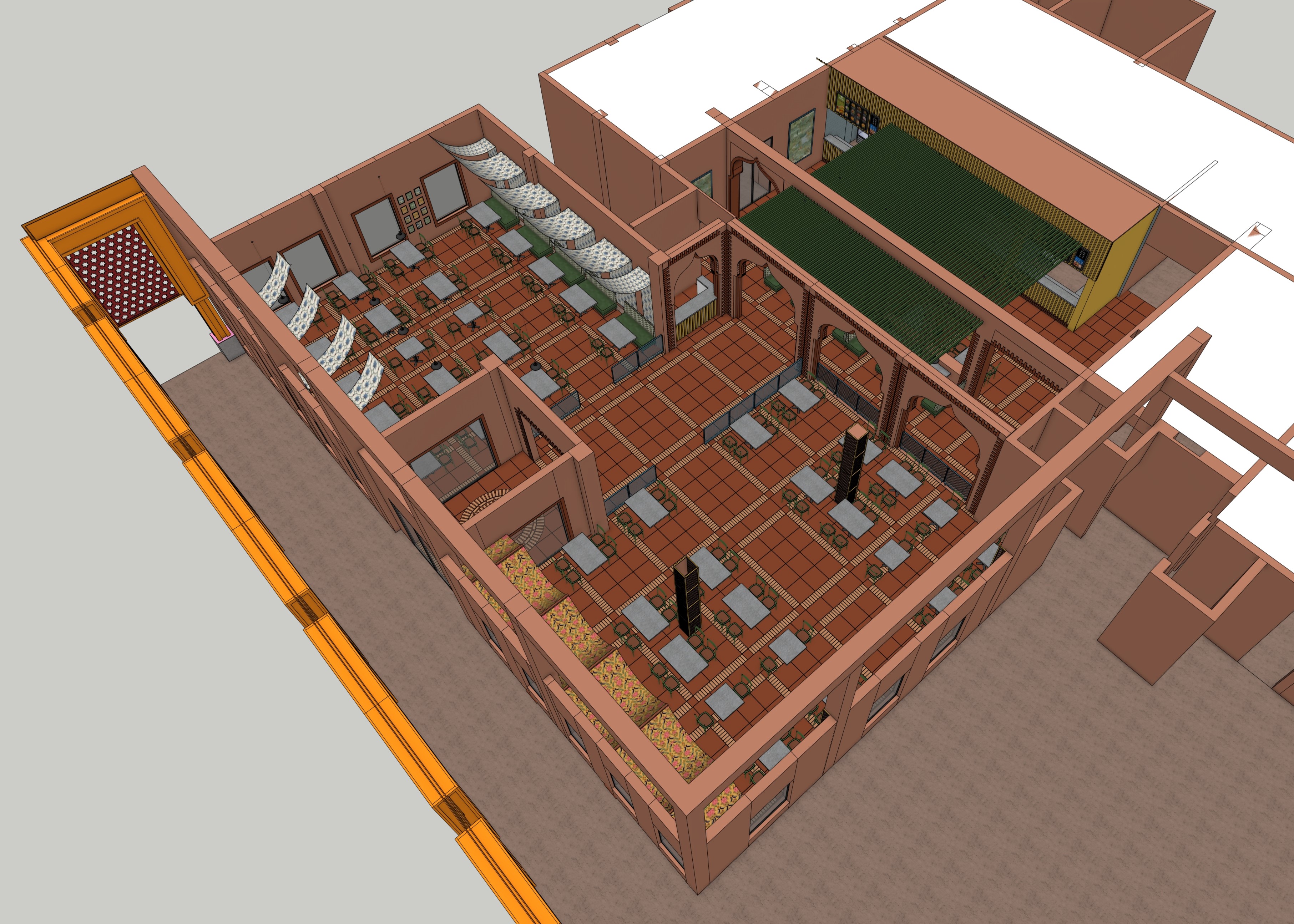 Highway Masala aerial view showing harmony of materials, finishes and forms