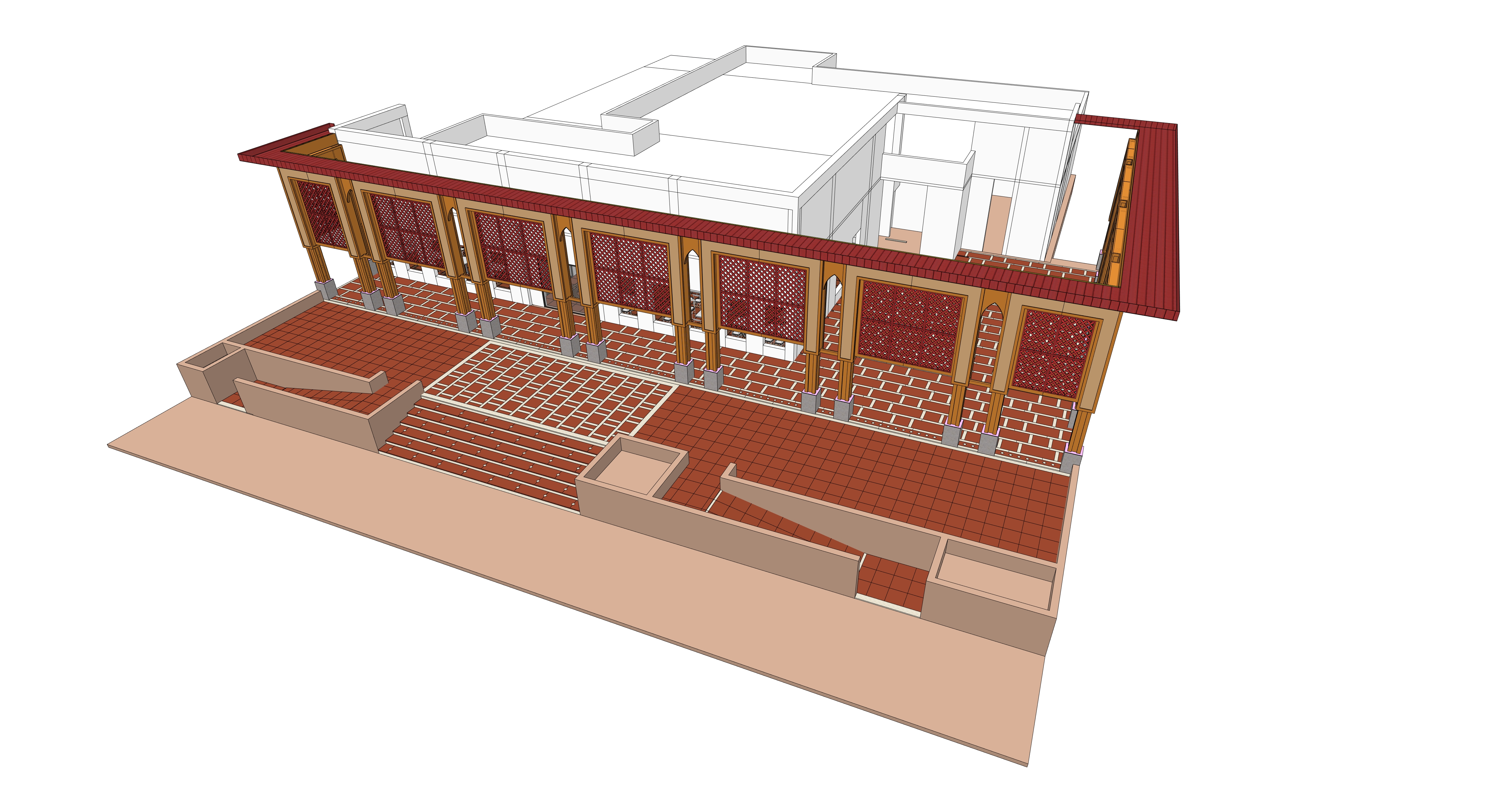 Highway Masala outdoor flooring design with Agra stone, marble inlay, and lighting