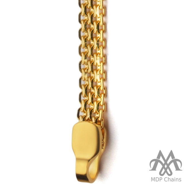 Shahenshah 8 SHN8 - 8 gram chain gold chain, machine made, solid construction, flat shape with anchor link design, diamond cut finish, 4-line style. Ideal for B2B wholesale buyers.