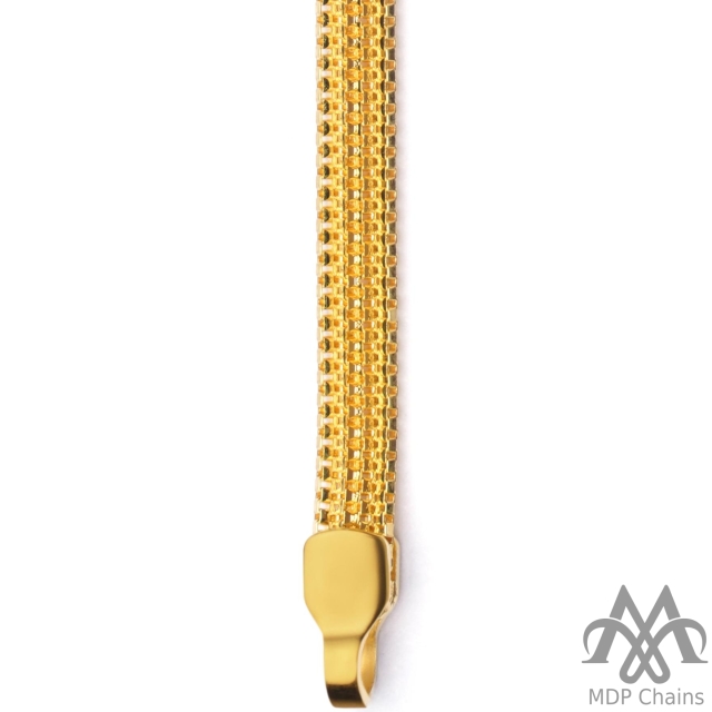 Box Border 8 BDR8 - 8 gram chain gold chain, machine made, solid construction, twin pyramid shape with box link design, diamond cut finish, 6-line style. Ideal for B2B wholesale buyers.