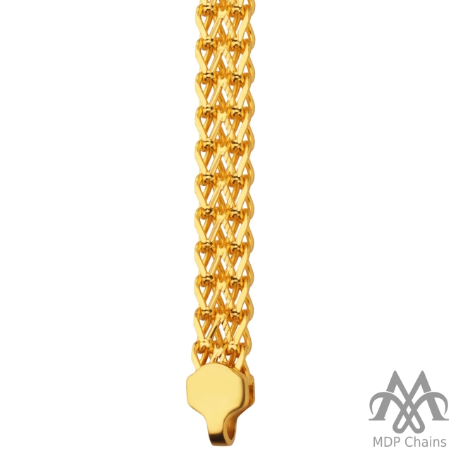 Double Maruti 7 DMT7 - 7 gram chain gold chain, machine made, solid construction, flat shape with long curb link design, diamond cut finish, 4-line style. Ideal for B2B wholesale buyers.