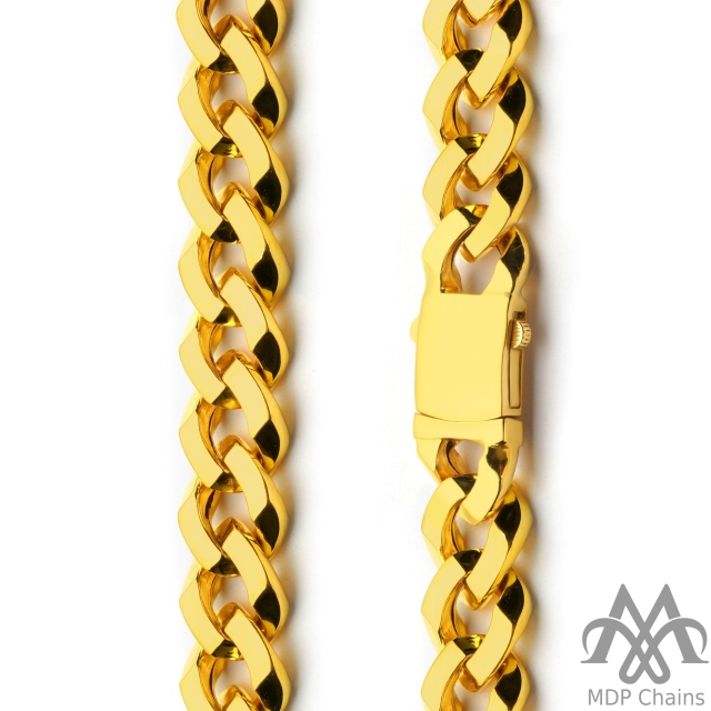 cuban b1 - A flat hollow bracelet with a cuban pattern and curb links. Finished with a beautiful high polish. A perfect example of lobster and classic design.