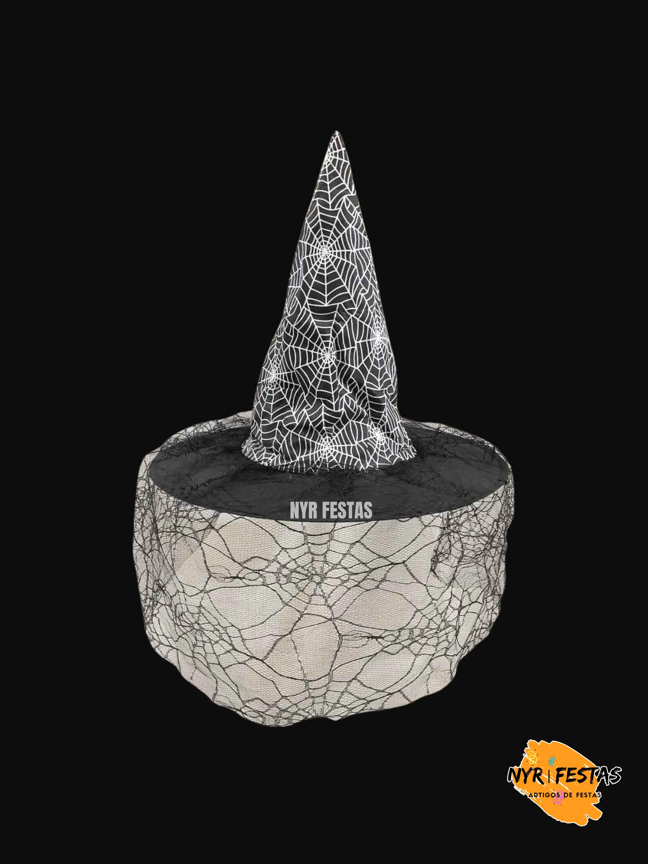 Chapéu de Bruxa Luxo com Véu