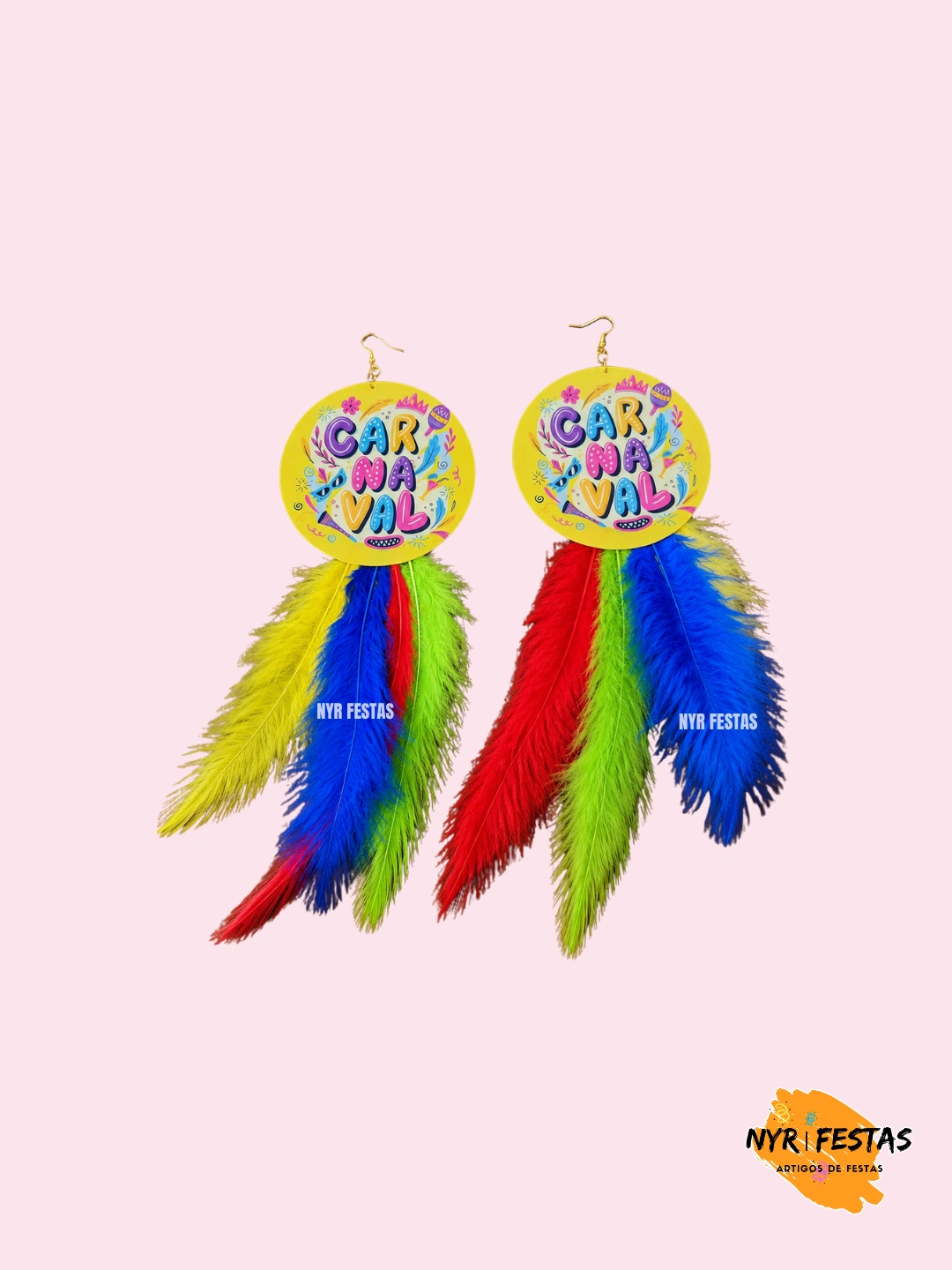 Brincos com Plumas Coloridas