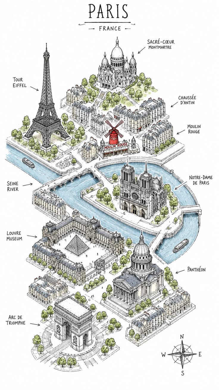Paris attractions map