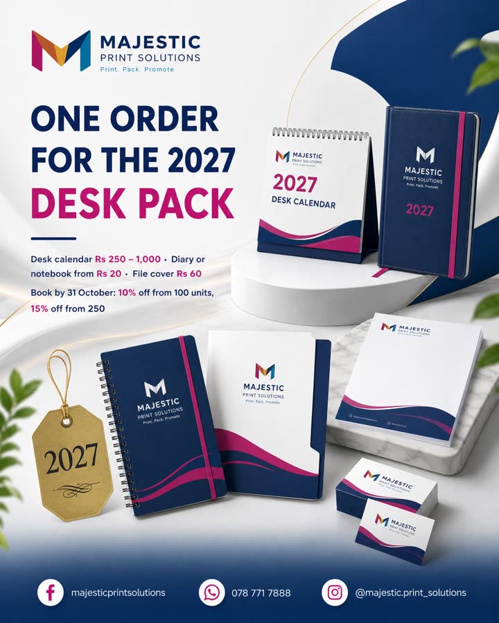 Majestic Print Solutions: One order for the 2027 Desk Pack